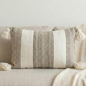 Decorative Tassels Woven Pillow Shams Hotel Grade Handloom 20x20 Durable Striped <b>Sofa</b> Pillow <b>Covers</b> Made in India - Product Image 4