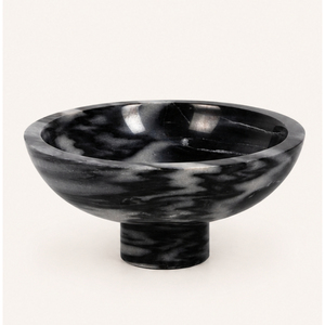 Cuenco de mármol negro con pedestal, plato central de piedra natural con base, cuenco gris hecho a mano para exhibir frutas, para decoración moderna del hogar - Product Image 3