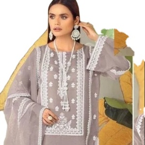 New Pakistani Heavy Georgette With <b>Kurtis</b> with Cotton Stretchable Pent and Gorgette Embroidery Designer Dupatta - Product Image 1