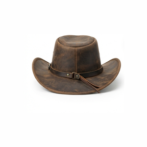 2026 Hot Seller Vintage Leather Cowboy Cap Outdoor Travel Fishing Adventure Headwear Premium Quality Private Label <b>Western</b> <b>Hats</b> - Product Image 6