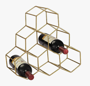 Estante de Almacenamiento de Vino de Metal Dorado en Forma de Panal, Soporte Minimalista de Hierro Hexagonal para Exhibición de Botellas, para Hogar, Bar, Cafetería - Product Image 1