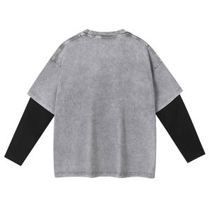 เสื้อยืดแขนยาวสองชั้นแบบกำหนดเอง ยูนิเซ็กซ์ ผ้าฝ้าย 100% ทรงโอเวอร์ไซส์ สตรีทแวร์ เสื้อยืดเปล่าเนื้อหนา รับผลิตแบบ OEM ODM แบรนด์ส่วนตัว - Product Image 3