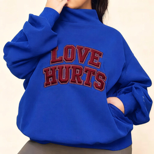 Sudadera Oversize de Cuello Alto para Mujer, Estilo Estético Holgado, Pullover Desgastado, Moda Urbana para Dama, Venta al por Mayor - Product Image 2