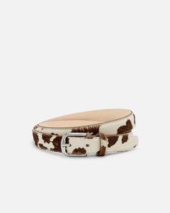 Ceinture en cuir de vachette avec boucle à ardillon argentée, largeur 3,5 cm - Product Image 3