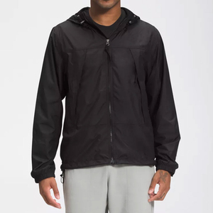 Men's Black Hooded Windproof <b>Waterproof</b> Canvas <b>Jacket</b> Front Logo Casual Style <b>Winter</b> Wear Polyester Material - Product Image 1