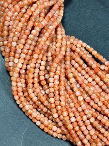 Perles Rondelles Facettées en Pierre de Soleil Naturelle en Gros |   Collier de perles de pierre de lune pêche de 4 mm - Product Image 2