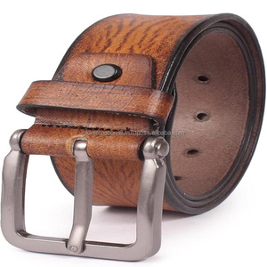 Nouvel arrivage de ceintures et accessoires décontractés en cuir pleine fleur avec peinture à la main deux tons sur mesure pour hommes - Product Image 3