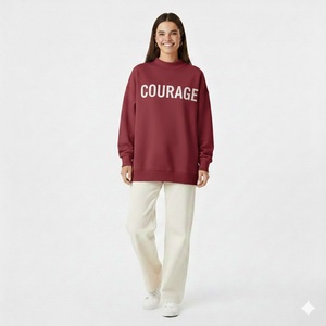 Women's Winter College Wear Customized Oversized <b>Turtleneck</b> Slim Fit Streetwear Sweatshirt Long Sleeve Breathable Front Logo - Product Image 4