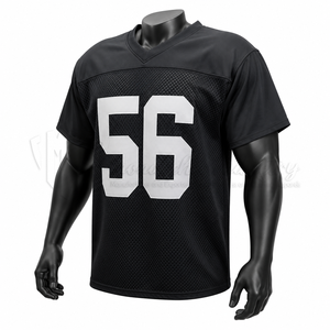 Maillot de football personnalisé en maille noire, uniforme d'équipe athlétique, vêtements de sport respirants, fournisseur OEM - Product Image 3