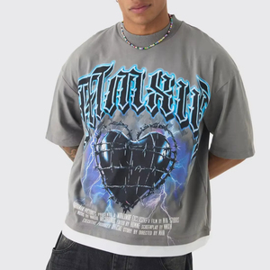 Camiseta Oversize de Algodón Pesado para Hombre, Estilo Urbano Holgado con Hombros Caídos, Moda de Verano - Product Image 1