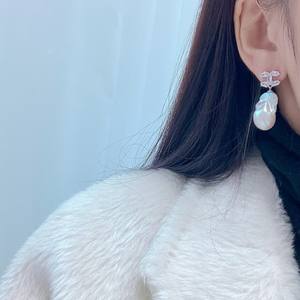 Baroque Style S925 Pure Silver Freshwater Pearl <b>Dangle</b> <b>Earrings</b> Summer <b>Fashion</b> Explosive Gift - Product Image 4