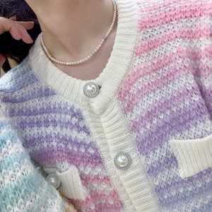 Collar de Perlas de Agua Dulce de 7-8 mm, Color Gris Humo Claro, Venta al por Mayor del Fabricante, Cáñamo Genuino, Casi Impecable, Temperamento - Product Image 3