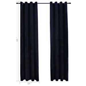 2 pezzi 54 "x 63" tende oscuranti in velluto nero con anelli mantovane oscuranti - Product Image 5