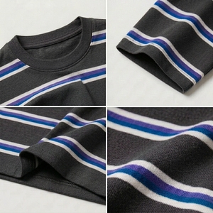 Premium Striped T-<b>Shirt</b> Crew Neck Short Sleeve Soft Cotton Blend Casual Comfortable Regular Fit Unisex Everyday Summer - Product Image 6