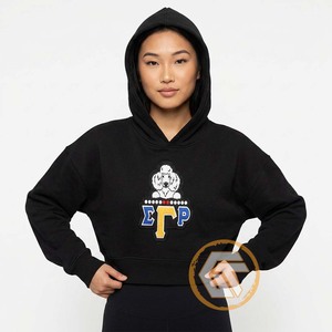 Sweat à capuche court personnalisé en molleton de coton brodé Sigma Gamma Rho, écologique, de haute qualité, pour femmes - Product Image 2