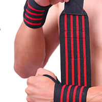 Élastique le plus vendu de 3 pouces pour le fitness, à rayures noires et rouges, avec fermeture auto-agrippante, disponible en OEM pour adultes