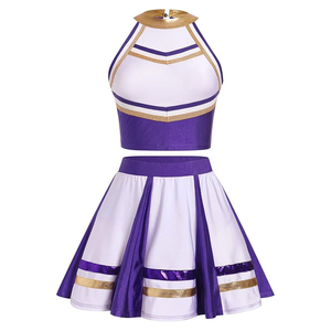 Uniformes de Porristas con Logotipo Personalizado, Conjunto Blanco sin Mangas de Poliéster, Nuevo Estilo, Práctica Escolar, Servicio OEM - Product Image 1