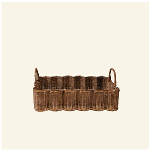 Plateau de rangement rond en rotin, plateau en rotin avec poignées, paniers de rangement en rotin, plateau en rotin tressé, plateau de rangement rond - Product Image 2