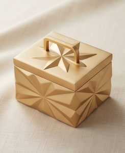 Wholesale Decorative Geometric Metallic Date Box <b>Gold</b> Finish Dry Fruits Organizer Luxury Festive Gift Packaging Tin Container - Product Image 4