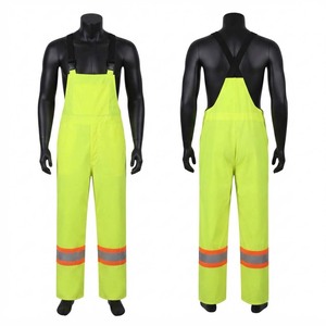 Pantalones de Trabajo de Poliéster Premium de 240 GSM, Alta Visibilidad, Color Verde Lima, Reflectantes, con Logotipo Personalizado, Correas Ajustables - Product Image 1