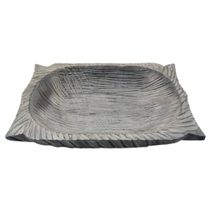 Cuenco hecho a mano de madera de mango Rectangular grande de lujo 2022 gris antiguo con textura interior portavelas nuevo multiusos - Product Image 6