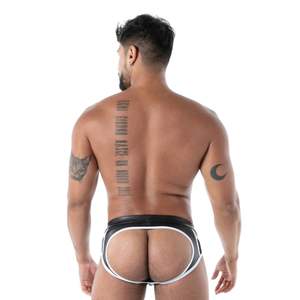 Slip dos nu zippé noir pour homme, style Kinky, lingerie sexy à dos ouvert, pour clubwear et fétichisme - Product Image 3