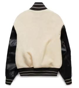 Veste d'université Letterman de baseball pour hommes OEM vente en gros personnalisée chenille patch brodé uni 100% laine et cuir - Product Image 6