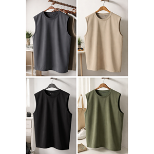 Débardeur sans manches décontracté pour homme, style délavé 240 GSM, coupe ample, style urbain - Product Image 4