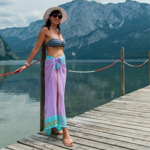 Tela de rayón de la mejor calidad, pareo sarong con diseño floral impreso y tamaño personalizado para uso en la playa. - Product Image 3