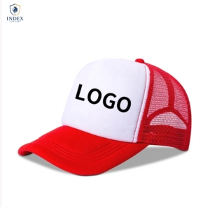 INDEX APPAREL Red White Mesh Trucker Cap 6-Panel Adjustable Unisex Casual Hat Spring Summer Solid Color Breathable Style - Product Image 1