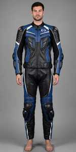 Combinaison de moto en cuir noir pour homme, manches longues, deux pièces, avec protections - Product Image 5