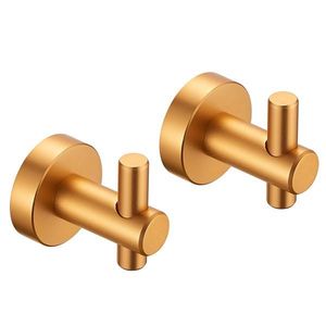 Ganci da parete con base rotonda - Confezione da 2 - Finitura oro spazzolato - Per ingresso, scarpiera, guardaroba, bagno, camera da letto, mobili - Product Image 1