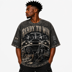 T-shirt oversize streetwear pour homme, manches courtes, motif imprimé, col rond, polyester tissé, coupe ajustée - Product Image 6