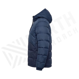 Hooded Quilted Waterproof <b>Bubble</b> Jacket Black Full Sleeve Winter Windproof Cotton Shell Knitted Fabric Polyester Filling Stand - Product Image 3