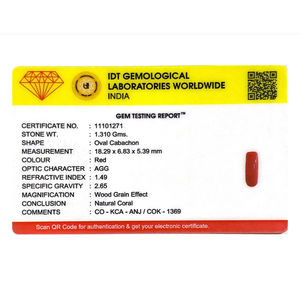 Natural Red Coral Loose Gemstone 6.55 Carat Oval 4x6mm High Quality for Fine Jewelry - Product Image 4