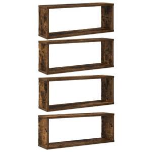 Juego de 4 Estantes de Pared Cúbicos de Madera de Roble Ahumado, Diseño Estándar - Product Image 2