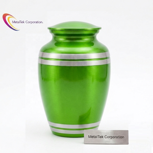 Green Metal Cremation Urn for Human Ashes Custom Colour Adult Funeral Memorial Urn High Quality Metal Urns Supplier Manufacturer - Product Image 1