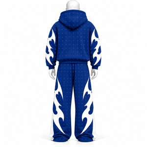 Ensemble de survêtement streetwear unisexe avec broderie de logo personnalisé, comprenant un sweat à capuche vintage uni et un pantalon empilé, en tissu épais délavé à l'acide, en vente - Product Image 2
