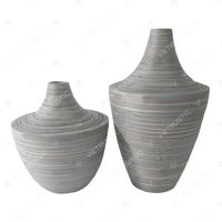 Vas Bunga Bambu Tenun Vintage Ramah Lingkungan Buatan Tangan Gaya Art Deco Vietrustic, Pot Tanaman Indoor Besar yang Dapat Disesuaikan untuk Ruang Tamu