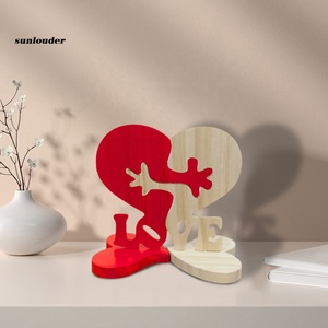 ไม้คู่รักสัญลักษณ์บล็อกไม้ตกแต่งบล็อกไม้ทําด้วยมือเป็นของขวัญวันวาเลนไทน์ - Product Image 3