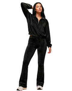 Ensemble de survêtement noir 2 pièces pour femme avec veste zippée et pantalon évasé, style esthétique avec baskets - Product Image 6