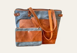 Sac fourre-tout en cuir et toile vintage, sac à bandoulière, sac de voyage, sac de travail, sac de shopping, durable, grande capacité, imperméable, broderie ouverte - Product Image 5