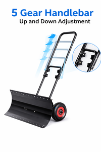 Pousse-neige à lame en U de 30 po x 17 po avec roues, lame et poignée réglables, pelle à neige en acier pour usage extérieur ODGWTO018 - Product Image 5