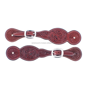 Correa de espuela occidental hecha a mano de la mejor calidad, cuero duradero con tallado a mano directo al por mayor del fabricante indio - Product Image 3