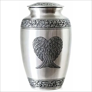 Handcrafted Yellow Brass Cremation Urn For Adult Human Ashes Elegant Silver Floral Engraved <b>Memorial</b> Funeral Burial Container - Product Image 6