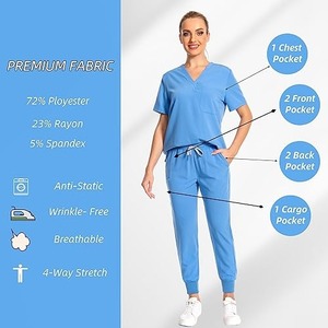 Uniformes Médicos Cherokee Unisex de Lujo, Uniformes de Hospital para Personal Médico, Cuello en V, Manga Corta, Tejido de Algodón - Product Image 5