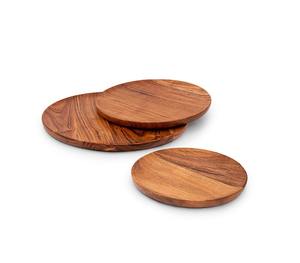 Assiettes à dîner en bois massif faites à la main avec motif décoratif – Vaisselle en bois écologique et réutilisable - Product Image 3