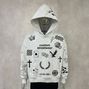 Sudaderas con capucha al por mayor de marca privada para hombre, 100% algodón, sudadera gruesa, sudadera con logotipo personalizado, sudadera estilo streetwear - Product Image 4