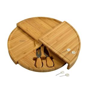 เขียงไม้ไผ่พร้อมช่องเก็บของแบบซ่อน ถาดเสิร์ฟขนมปัง ผลไม้ ของว่างอเนกประสงค์ สำหรับงานปาร์ตี้ในครัว ตกแต่งบ้าน - Product Image 1