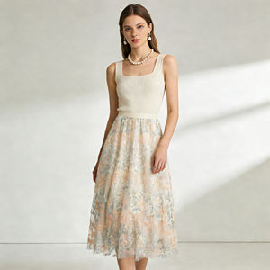 Vente flash sur Temu : jupe midi florale légère pour femme, taille haute, fluide et ample, idéale pour les sorties quotidiennes, les rendez-vous et les événements spéciaux - Product Image 6